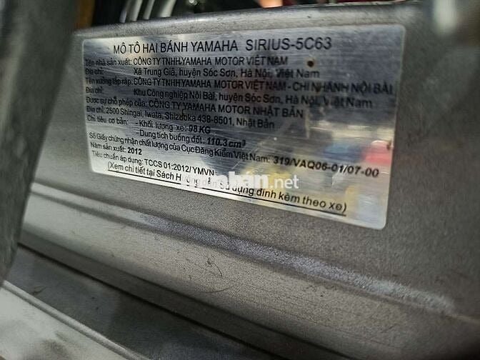 Yamaha Sirius đk 2012 xe còn rất đẹp chính chủ 