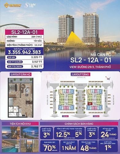 SIÊU PHẨM CĂN HỘ SLIGHT TOWER – TẦNG 12 VIEW SÔNG HÀN GIÁ TỐT.
