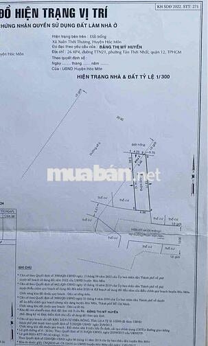 Đất thổ cư mặt tiền đường Xuân Thới Thượng 27 nhựa Quy hoạch 30m