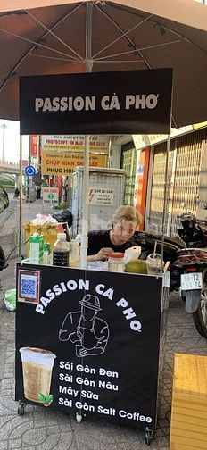 Xe đẩy bán hàng Passion Cà Phê Kim loại Đen