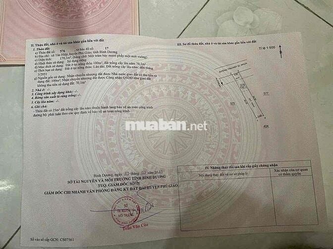 cắt lỗ bán nhanh lô đất phú giáo -hcm