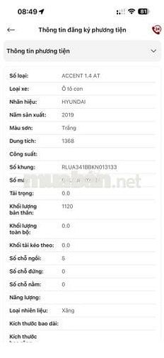 Hyundai Accent 2019 Tiêu chuẩn Số tự động Trắng