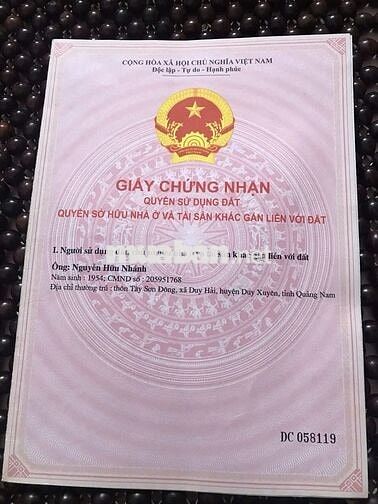 Hoa hậu Tái Định Cư Duy Hải II, lô góc 2 mặt tiền & view công viên