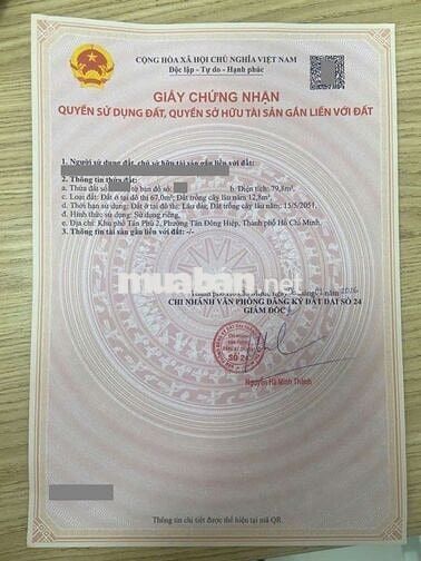 Đất gần Chợ Tân Bình phường Tân Bình Tp Dĩ An 