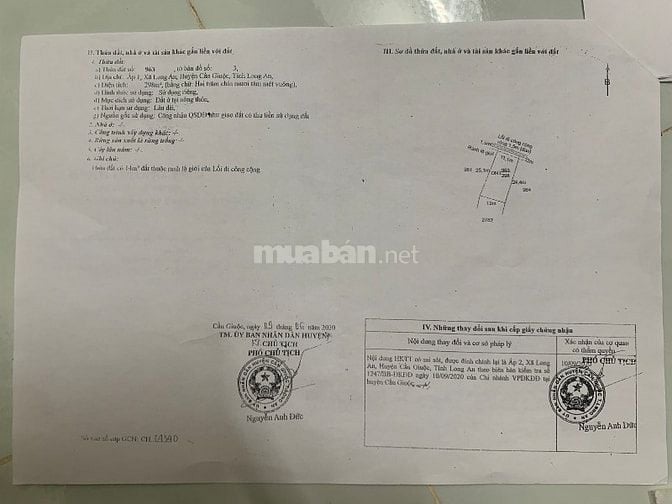 Bán gấp MT đường 5m Trần Văn Nghĩa, 300m2 full thổ cư, Giá : 2.5 tỷ tl