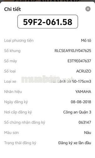 Yamaha Acruzo 2018 Nâu 69.000km