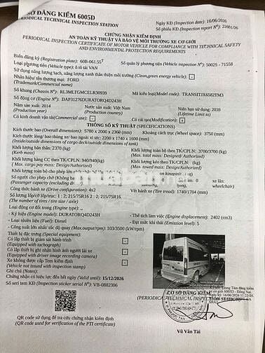 Ford Transit Tải Van 2014 Bạc Diesel