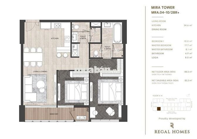 CĂN 2 NGỦ 88M2 RẺ NHẤT DỰ ÁN REGAL COMPLEX VIEW BAN CÔNG CỰC MÁT ĐẸP