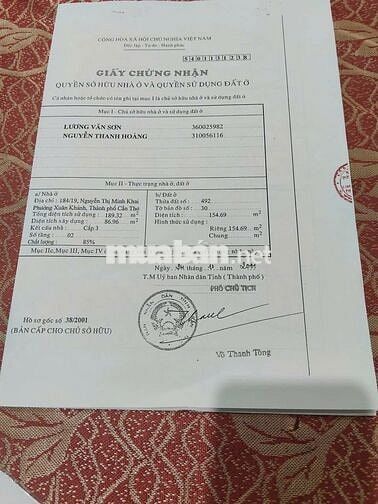 Nhà trệt, lầu hẻm 184 Nguyễn Thị Minh Khai thông qua Mạc Thiên Tích