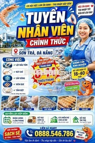 APPLY NHÂN VIÊN THUỶ SẢN - THU NHẬP UPTO 14TR/TH