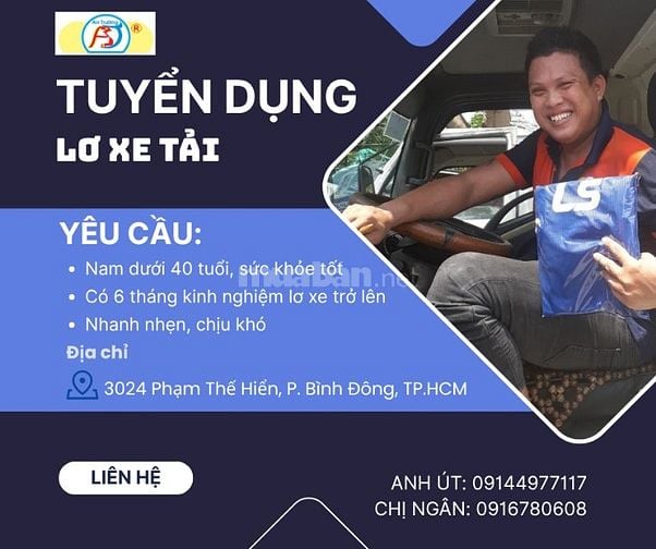 GẤP! GẤP ! GẤP! TUYỂN TÀI XẾ B2 LÁI XE TẢI 2 TẤN - NHẬN VIỆC NGAY