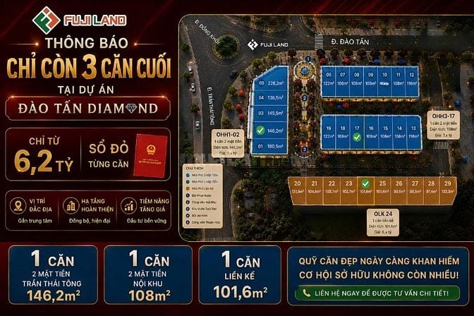 ⏳ CƠ HỘI CUỐI CÙNG: SỞ HỮU LIỀN KỀ ĐÀO TẤN DIAMOND – CHỈ 6,2 TỶ!