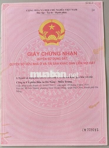 CHÍNH CHỦ BÁN LÔ ĐẤT TUYỆT ĐẸP KẸP CỐNG BÀU MẠC 22 KHU PANDORA ĐÀ NẴNG