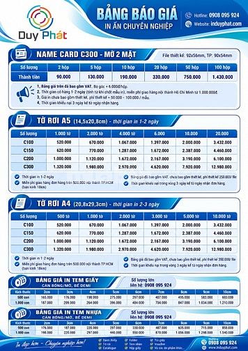 Nhận in danh thiếp , tờ rơi theo yêu cầu