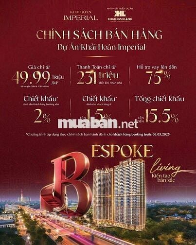 💥 CHÍNH THỨC NHẬN BOOKING DỰ ÁN KHẢI HOÀN IMPERIAL - 50 SUẤT NỘI BỘ 💥