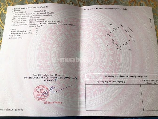 Chính chủ bán lô đất vuông vức, mặt tiền QL 30, Cao Lãnh - Đồng Tháp