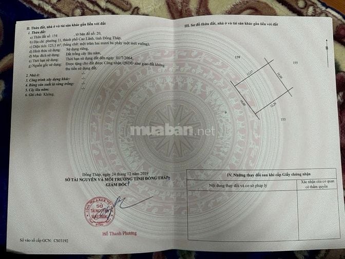 Chính chủ bán lô đất vuông vức, mặt tiền QL 30, Cao Lãnh - Đồng Tháp
