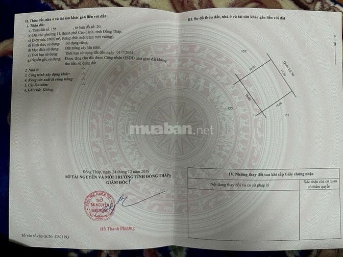 Chính chủ bán lô đất vuông vức, mặt tiền QL 30, Cao Lãnh - Đồng Tháp