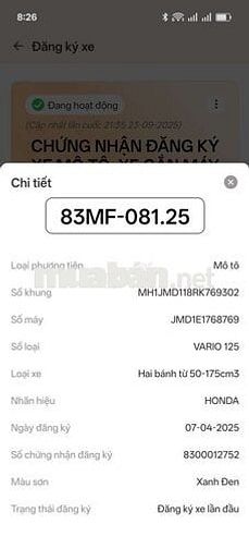 Honda Vario 125 2025 Xanh đen 20.000 km