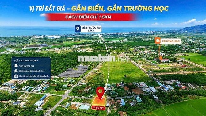 Ngộp bank giá chỉ 1ty cần bán gấp lô đất 146m2 cách biển phước hải 2km