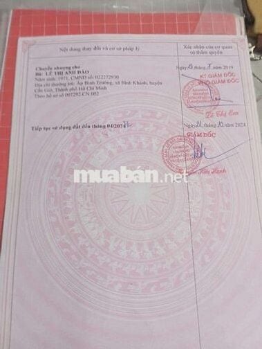 Bán đất Lý Nhơn - Cần Giờ (ngay khu nhà yến cầu Vàm Sát)