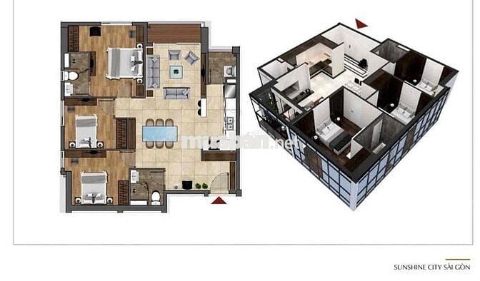 Bán 3PN 102m2 Sunshine Sky City Q7 giá tốt - Full nội thất view sông