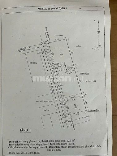 Cần bán nhà : Gần Aeon Tân Phú, kênh Tham lương.