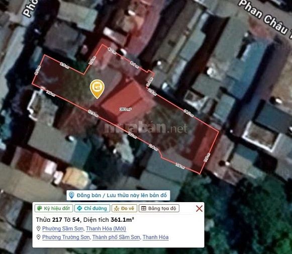 Bán 350m2 đất mặt đường  Phan Bội Châu, Sầm Sơn - Cách bãi tắm A 1km