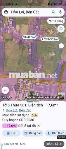 Đất thổ cư Hoà lợi xây dựng tự do. chỉ  1ty320