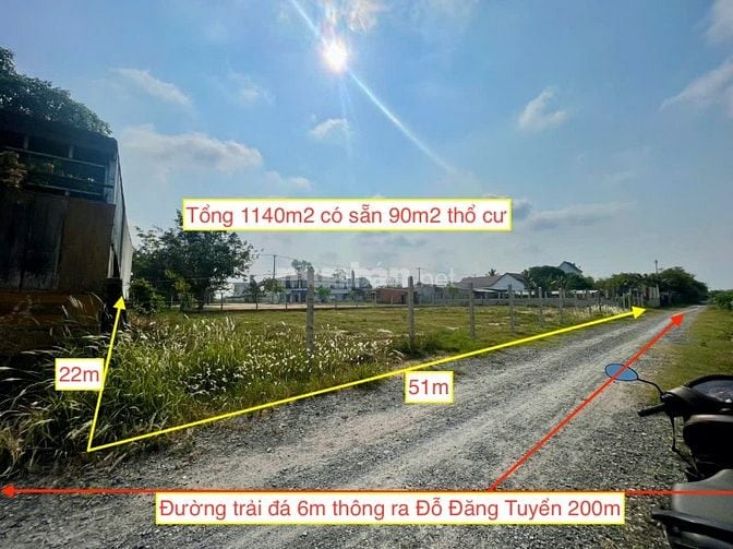 Bán đất xã AN Nhơn Tây hẻm Đỗ Đăng Tuyển 1140m2 ONT. Giá 4,6 tỷ có bớt