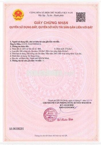 580 TRIỆU – ĐẤT TRỒNG MÍT 51M MẶT TIỀN ĐƯỜNG | Xã Bình Giã, TP.HCM.