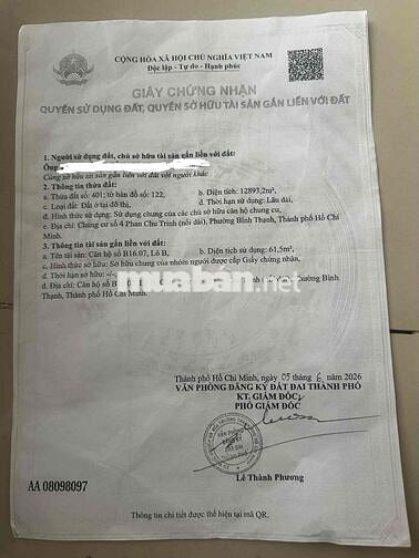 Căn hộ chung cư 2 PN ngay trung tâm Bình Thạnh
