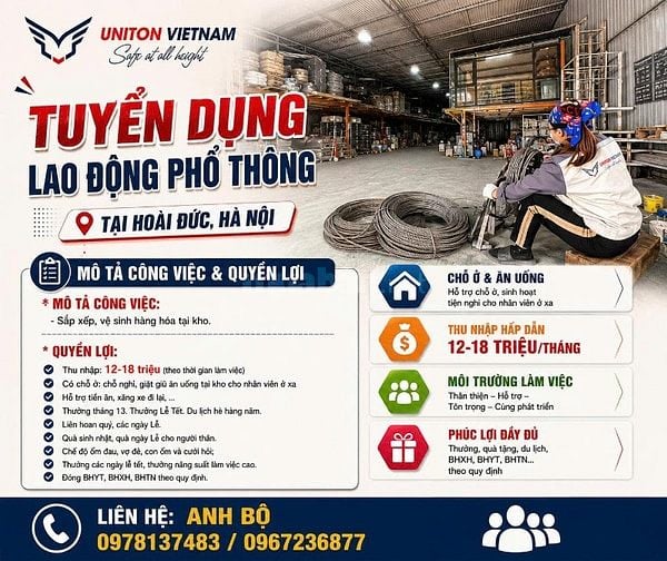 Tuyển dụng lao động phổ thông Nam