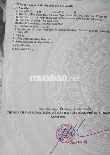 Đất đẹp 81m2 tại Ngọc Hội, Vĩnh Ngọc, Nha Trang