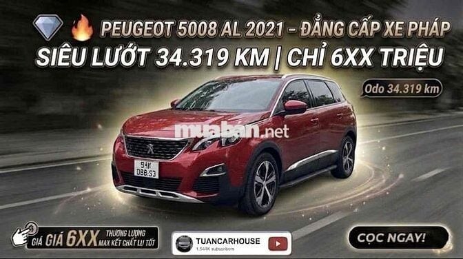 🔴 Peugeot 5008 AL 2021 Đỏ mận 34.319 km