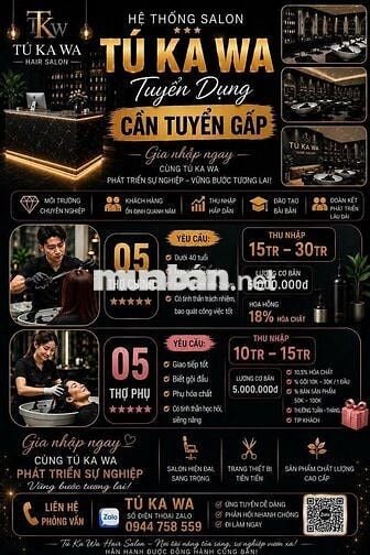 [TUYỂN THỢ CHÍNH, THỢ PHỤ] 4 THỢ SALON QUẬN 9, THỦ