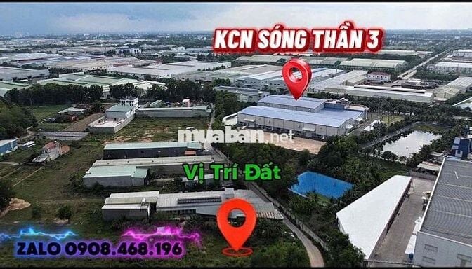 BÁN ĐẤT SÁT KCN SÓNG THẦN 3 - 5X63M SỔ SẴN THỔ CƯ - GIÁ 1Tyxx