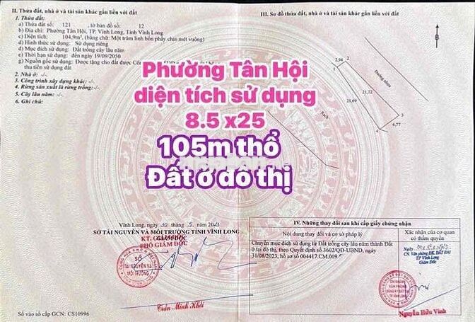 ĐẤ CHÍNH CHỦ SỔ HỒNG RIÊNG ĐẤT Ở ĐÔ THỊ