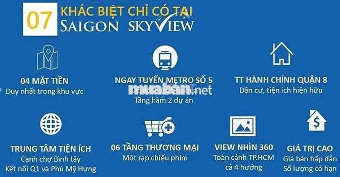 BÁN NHANH SUẤT MUA SAIGON SKYVIEW 2PN 62M2 GIÁ 4,1 TỶ, KÝ HDMB CHỦ ĐT
