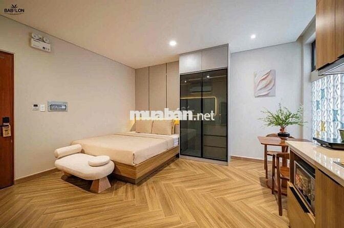Cho thuê căn hộ studio tone gỗ sang trọng ở kdc himlam gần lotte,tdtu