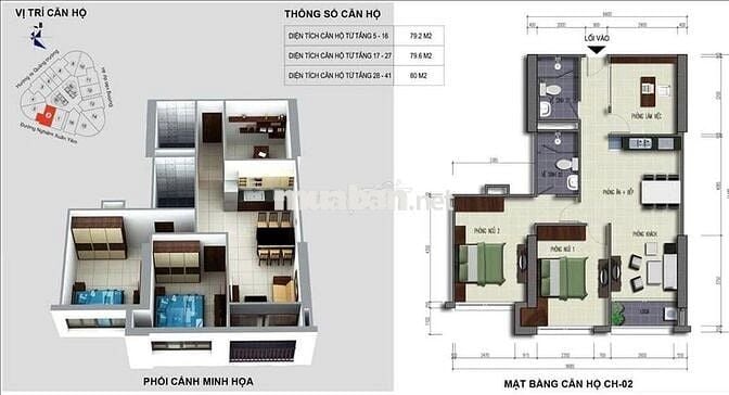 Bán CC 3PN, 2WC, 80m2 tại Tòa B Vinaconex 2, view đẹp, uy tín
