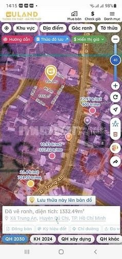 6 triệu/m2 !!! BÁN ĐẤT MẶT TIỀN ĐƯỜNG TRUNG AN, XÃ BÌNH MỸ, TP.HCM.