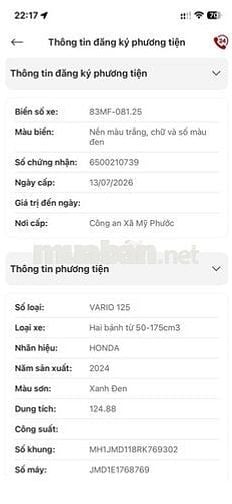 Honda Vario 125 2024 Xanh Đen 15000 km