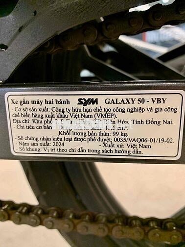 SYM Galaxy 50 2024 Chính Chủ Biển 61 Odo 8.000 km