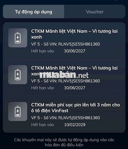 VinFast VF5 Plus 2025 sạc miển phí 2029