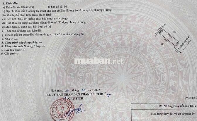 Đất Hương Sơ Khu vực 6 Sạch Sẽ, Hướng Đông Nam Mát Mẻ 