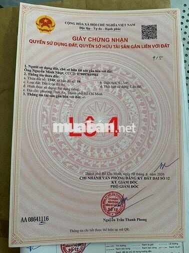Bán Đất Q12 - P. Thới An mới - 4x15,5- 2tỷ860