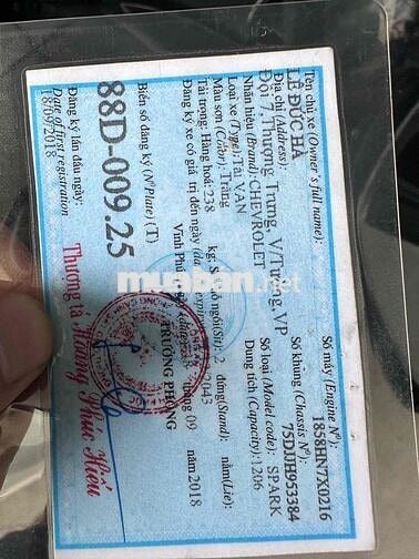 Chevrolet Spark Van 2018 Trắng 76000 km