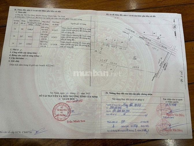 Bán đất xã Cầu Khởi, Tây Ninh, 2,15 triệu / m2, 13000 m2