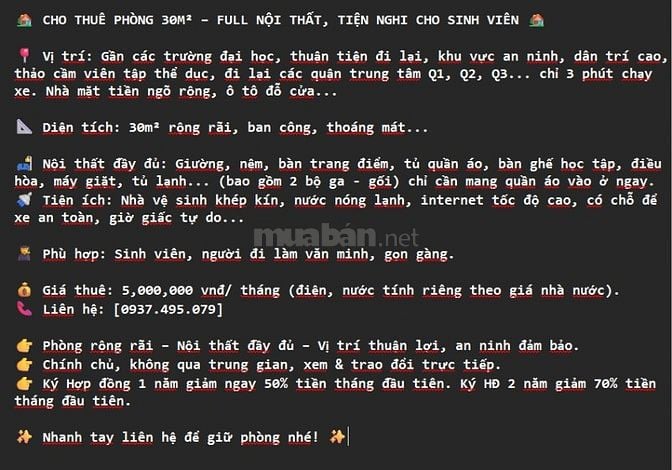 Cho Thuê Phòng Đầy Đủ Nội Thất Bình Thạnh - Gần Trung Tâm - Tiện Nghi